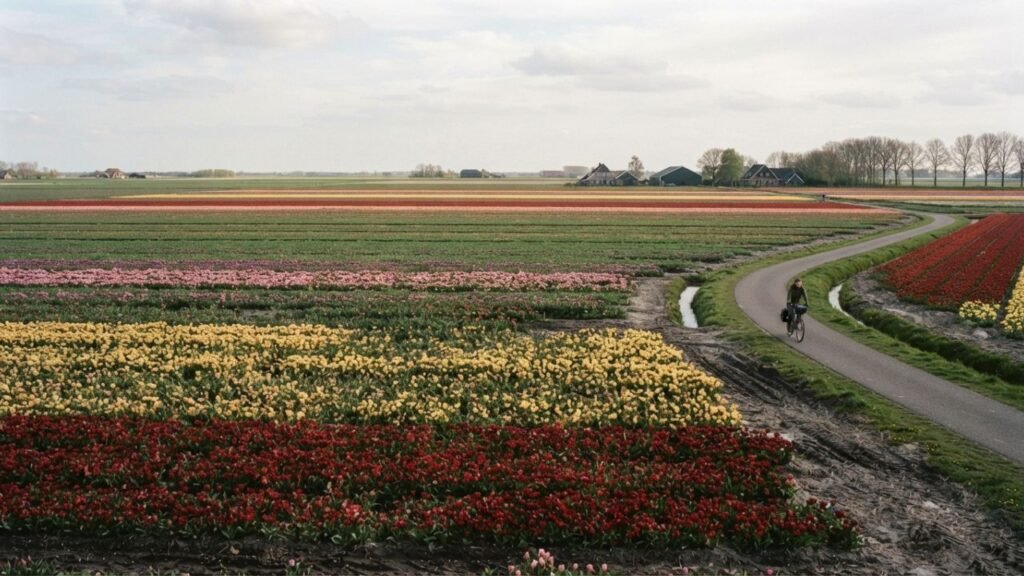 Tulip fields in the Dutch countryside